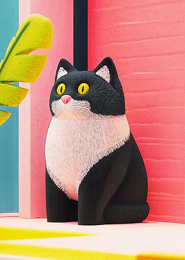 Black and White Cat Illustration