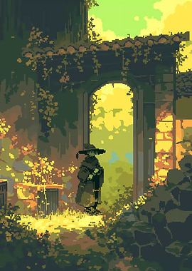 Pixelated Wizard in Ruins