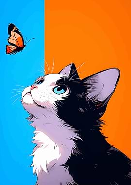 Drawing Cat Butterfly