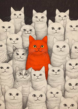 Red Cat Among White Cats