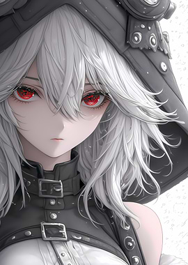 Anime Girl with Red Eyes Gaming