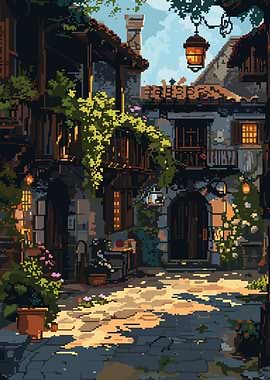 Medieval Courtyard Pixel Art