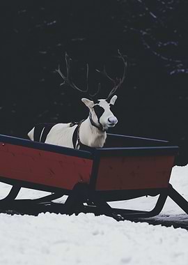 Reindeer in a Sled