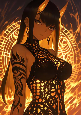 Anime Girl with Horns Gaming