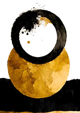 Abstract Gold and Black Circles