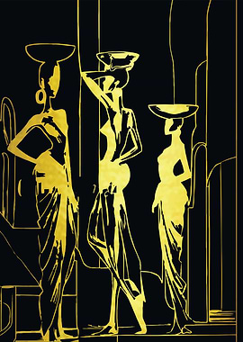 Golden Women Silhouette