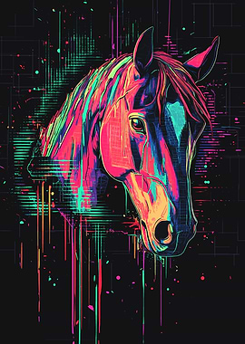 Neon Horse Portrait