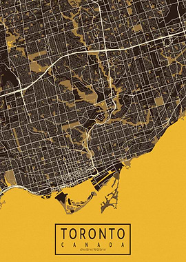 Toronto City Map Canada Pastel