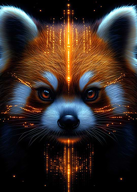 Red Panda with Glowing Lines Animal