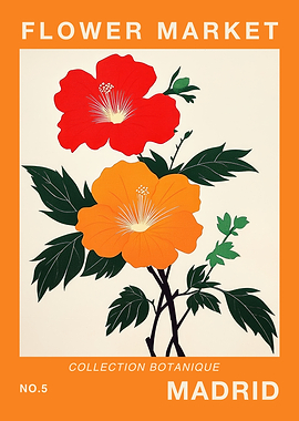 Flower Market Madrid Travel Poster