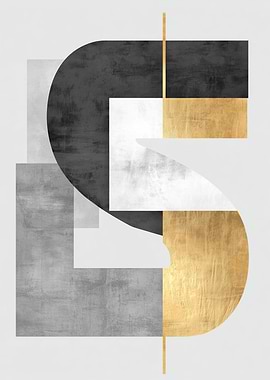 Gold and Grey Abstract Letter S