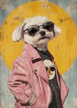 Cool Dog in Pink Leather Jacket
