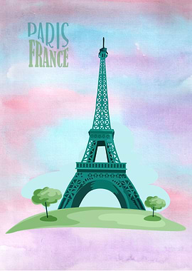 Watercolor Eiffel Tower Paris