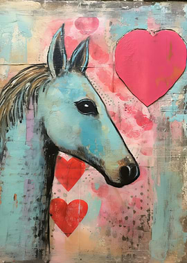 Horse with Valentine Hearts