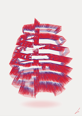 Abstract Red and Blue Bones