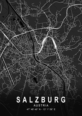 Salzburg Dark City Map