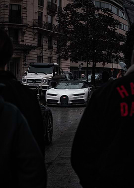 White Bugatti Chiron in City