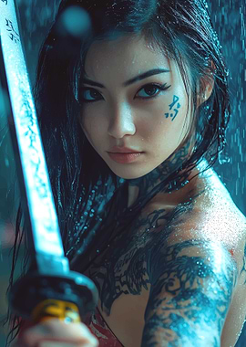 Cyberpunk Warrior Woman