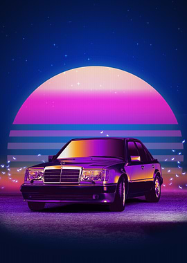 Mercedes-Benz W124 Retro Art