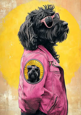 Cool Dog in Pink Jacket