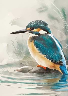 Watercolor Kingfisher