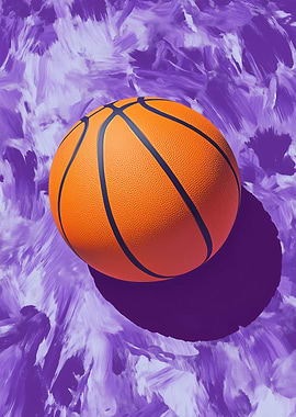 Basketball on Purple Background