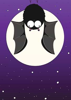 Cute Bat on the Moon