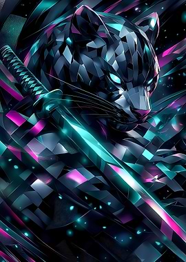 Cybernetic Panther with Katana Animal