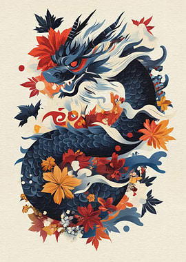 Dragon with Floral Design