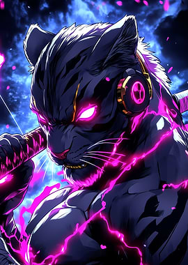 Black Leopard Warrior Animal