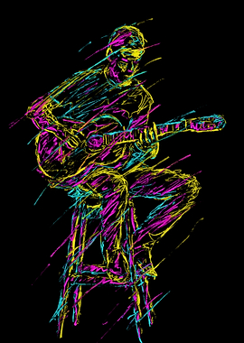 Guitarist in Neon