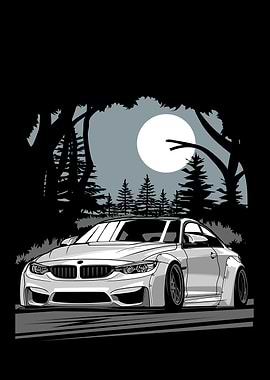 Slammed BMW in Moonlight