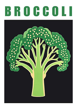 Broccoli Food Art Minimalist Kitchen Poster