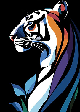 White Tiger Abstract Art