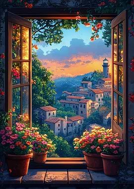 Window Window View of Coastal Town