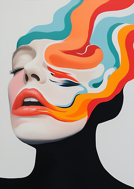 Abstract Portrait with Colorful Swirls