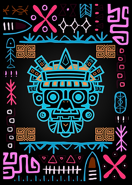 Aztec Tribal Mask Design