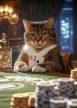 Cat Playing Poker