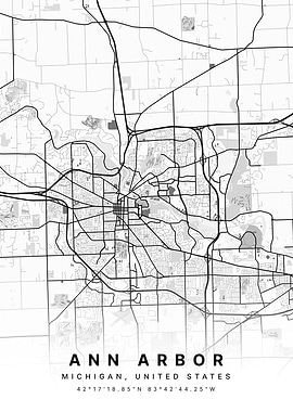 Ann Arbor Michigan USA City Map