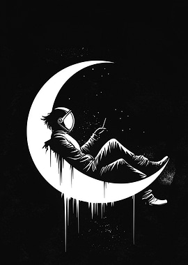 Astronaut on Crescent Moon