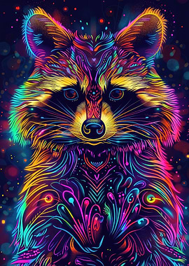 Neon Raccoon Art