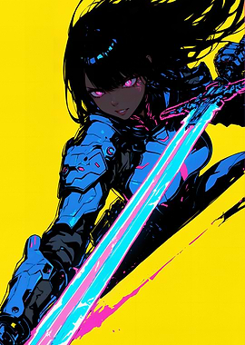 Cyberpunk Anime Warrior