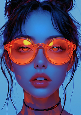 Woman in Neon Glasses