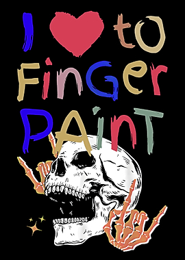 Skull I Heart Love To Finger Paint