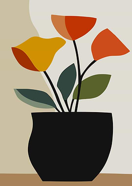 Minimal Abstract Flower Pot