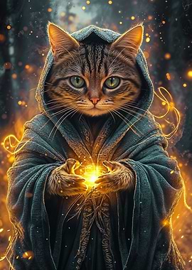 Wizard Cat with Magic