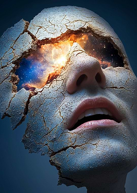 Cracked Face with Galaxy