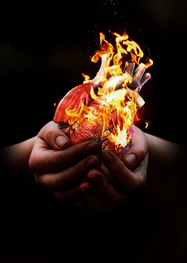 The Sacred Cleanse: Hands Holding a Fiery Heart