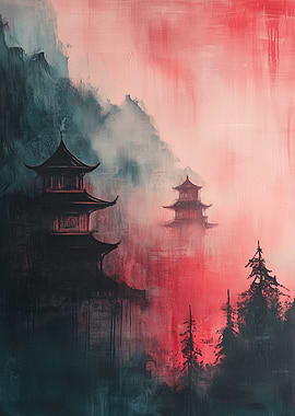 Japanese Pagoda Painting