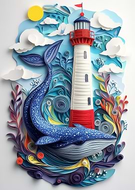 Papercraft Whale & Lighthouse
